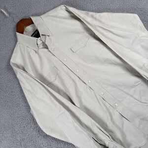 Wrangler Shirt Mens 17.5-36 Tan X Long Tails Brushpopper‎ Western USA Cowboy